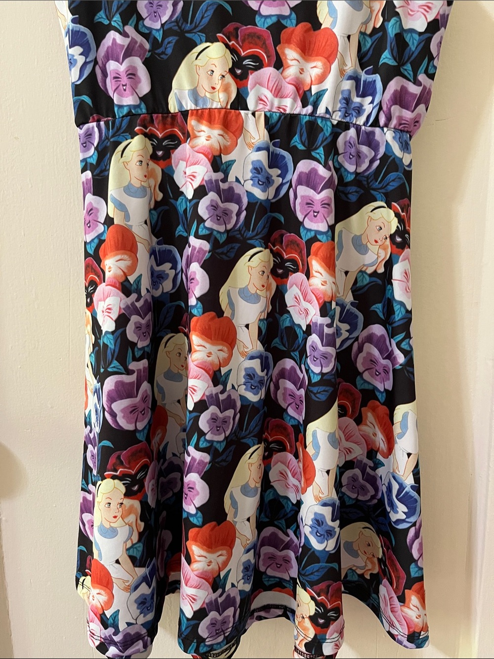 Disney Black Floral Alice in Wonderland Tank Dress with Purple & Red Accents - Picture 7 of 7